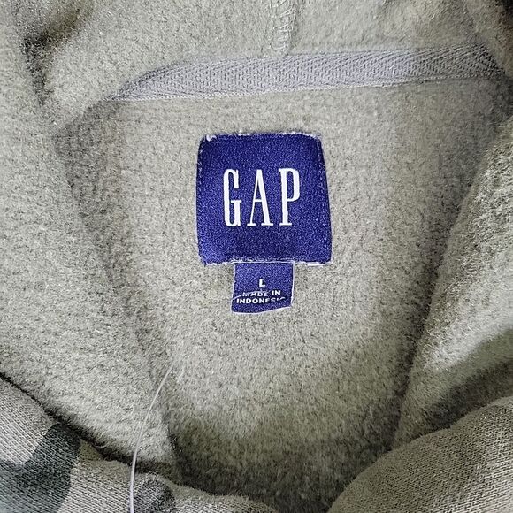 GAP Camouflage Sweatshirt Hoodie Men's Size Large Olive Green,‎ Brown Pullover - Picture 6 of 12